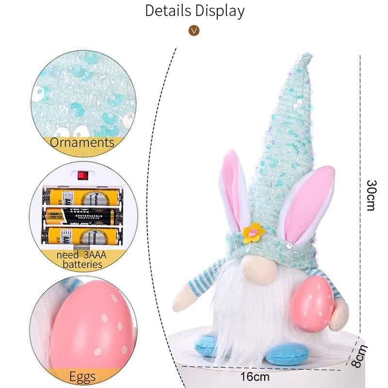 Glowing Faceless Gnome - Easter - Cute Rabbit Ornament - FLUFFI