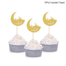 Golden Eid Mubarak Acrylic Cake Toppers Castle Moon Cupcake Topper for Ramadan Islamic Muslim Festival Party Cake DIY Decoration - FLUFFI