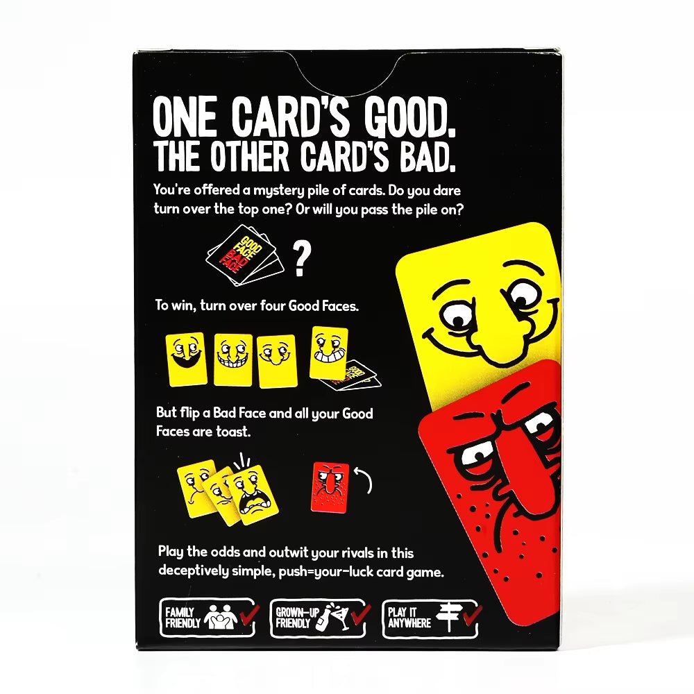 Good Face Bad Face Card Game Hilarious Party Travel Game for Family - FLUFFI