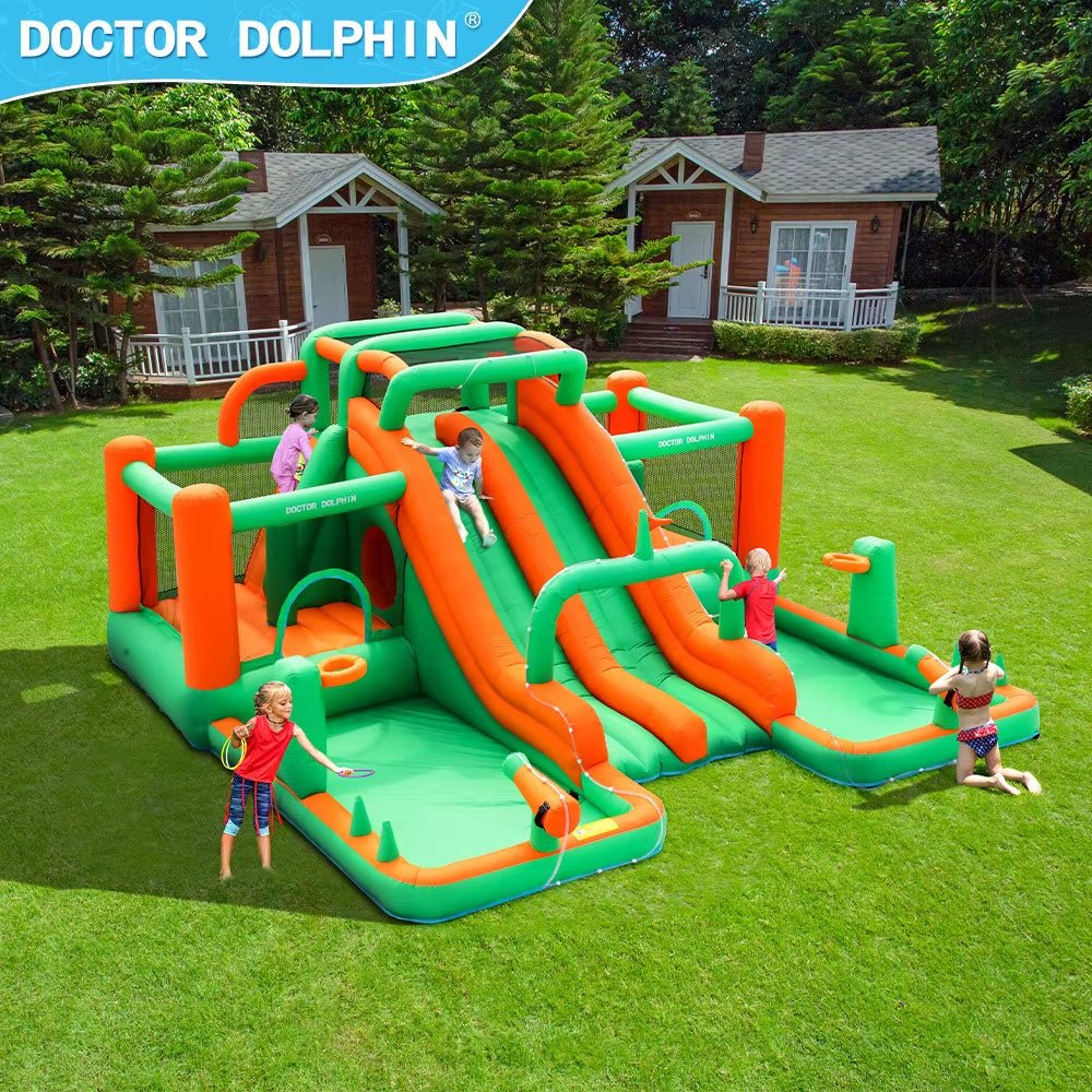 Grade Green Kids Carnival Bounce House Inflatable Jumping Bouncy Castle Water Slide - FLUFFI