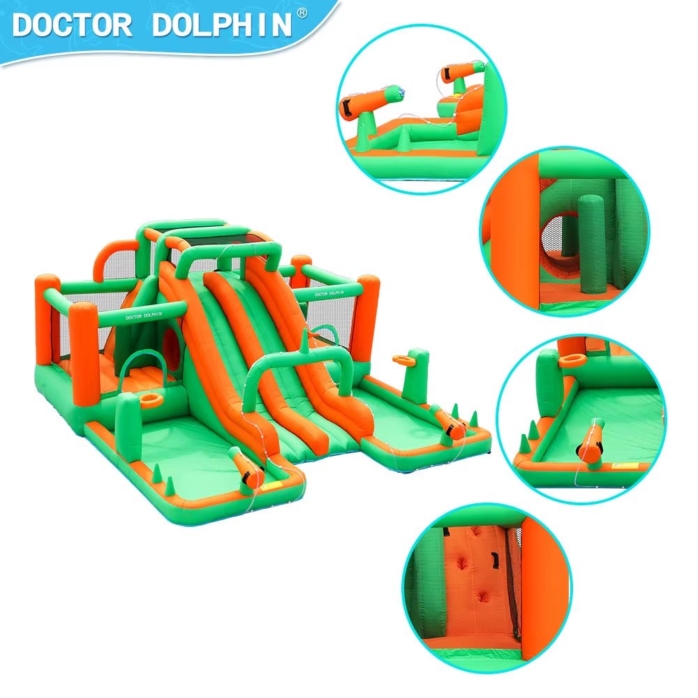 Grade Green Kids Carnival Bounce House Inflatable Jumping Bouncy Castle Water Slide - FLUFFI