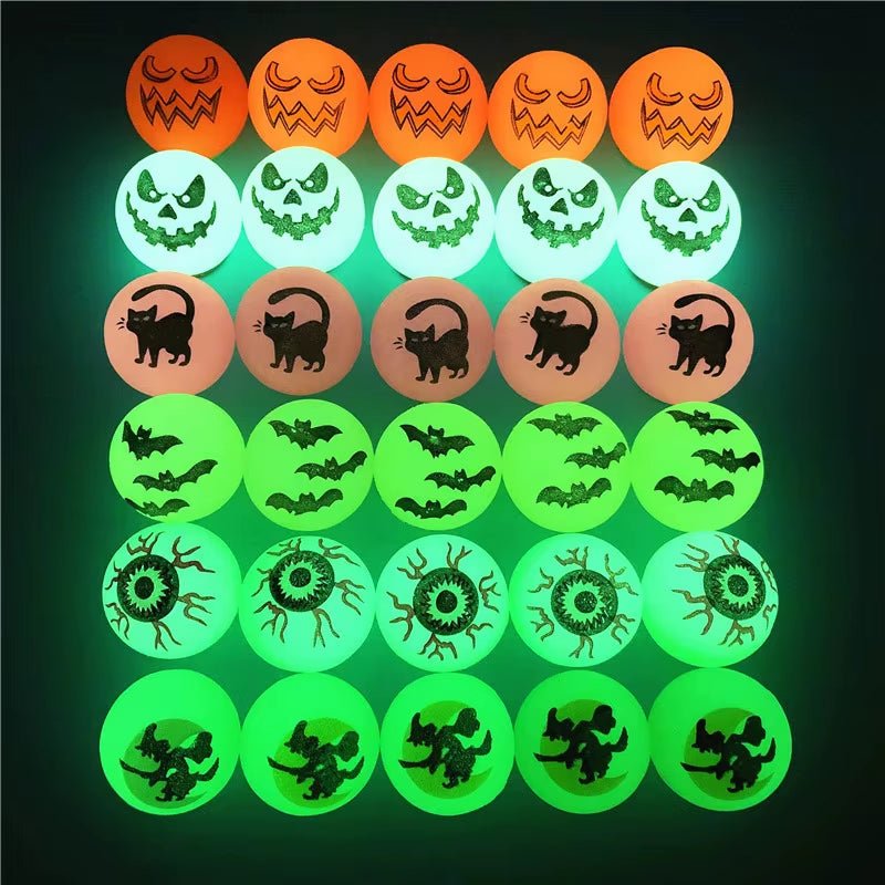Halloween Glow in the Dark Bouncing Ball Toy Kids Trick or Treat Gift Goodie Bag Filler Halloween Party Favors Supplies - FLUFFI