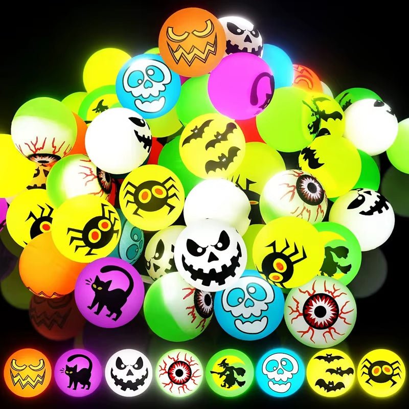 Halloween Glow in the Dark Bouncing Ball Toy Kids Trick or Treat Gift Goodie Bag Filler Halloween Party Favors Supplies - FLUFFI