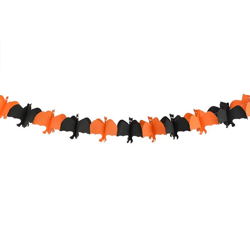 Halloween Hanging Garland Bunting Bat Pumpkin Ghosts Spider Paper Banner Halloween Party Decorations Horror Props - FLUFFI