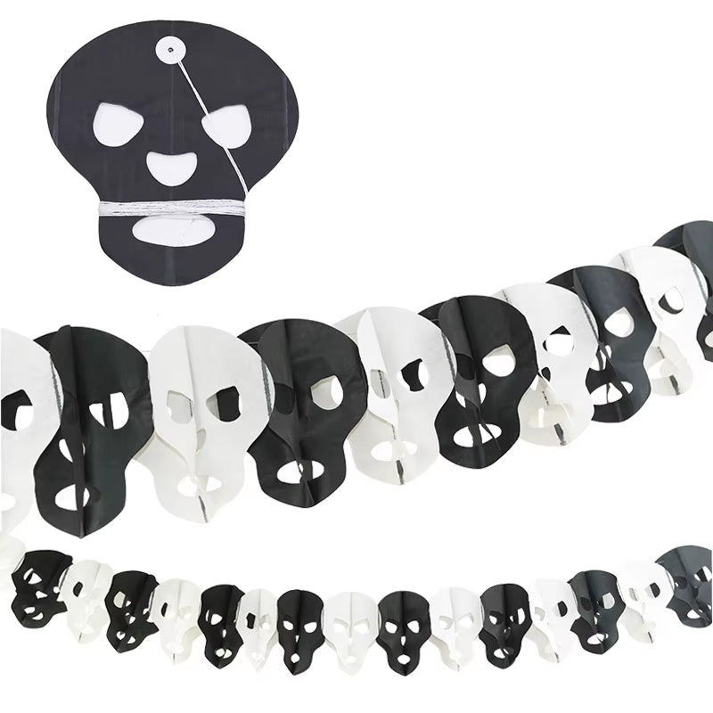 Halloween Hanging Garland Bunting Bat Pumpkin Ghosts Spider Paper Banner Halloween Party Decorations Horror Props - FLUFFI