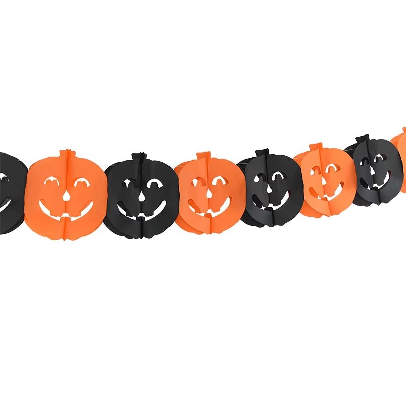 Halloween Hanging Garland Bunting Bat Pumpkin Ghosts Spider Paper Banner Halloween Party Decorations Horror Props - FLUFFI