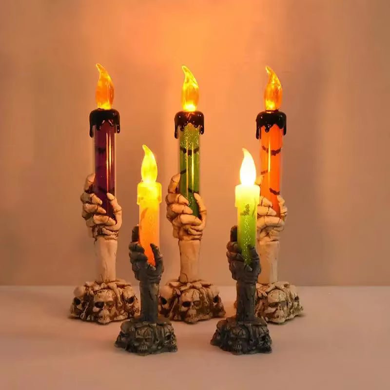 Halloween Led Candles Skeleton Ghost Hands LED Light Happy Halloween Party Home Decoration Supplies Haunted House Horror Props - FLUFFI