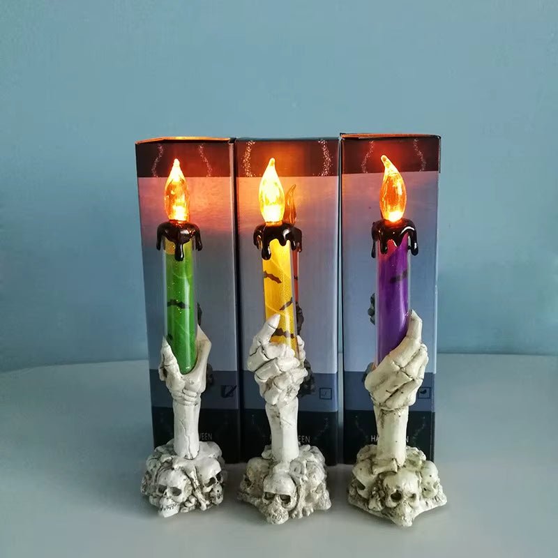 Halloween Led Candles Skeleton Ghost Hands LED Light Happy Halloween Party Home Decoration Supplies Haunted House Horror Props - FLUFFI