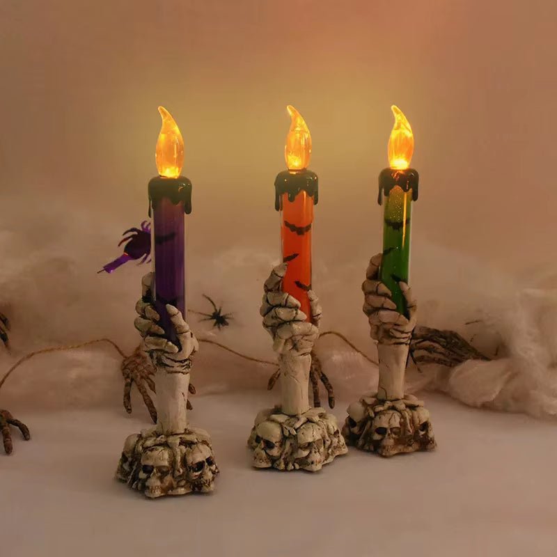 Halloween Led Candles Skeleton Ghost Hands LED Light Happy Halloween Party Home Decoration Supplies Haunted House Horror Props - FLUFFI