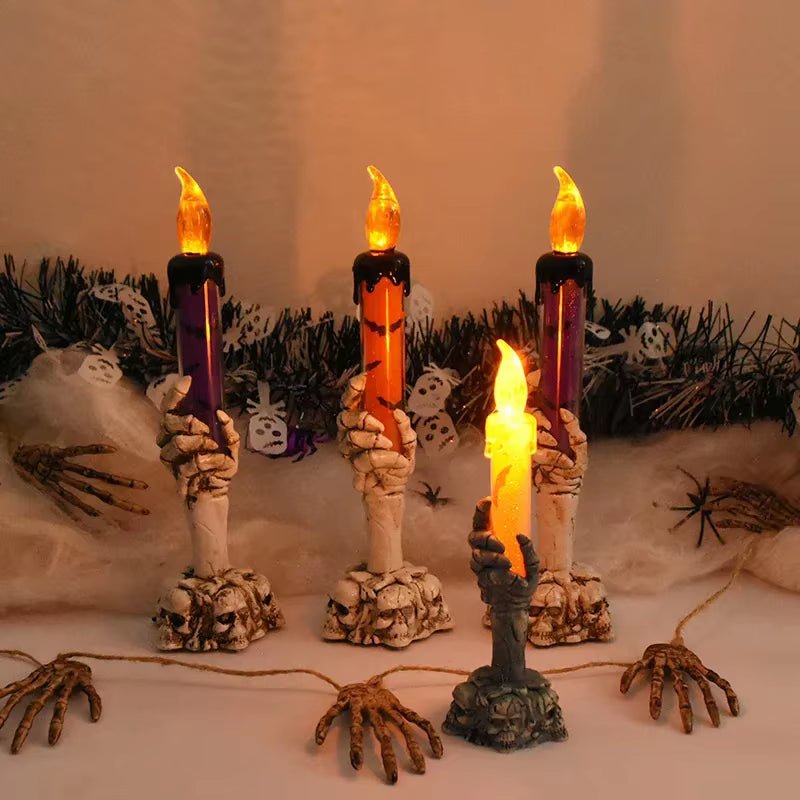Halloween Led Candles Skeleton Ghost Hands LED Light Happy Halloween Party Home Decoration Supplies Haunted House Horror Props - FLUFFI