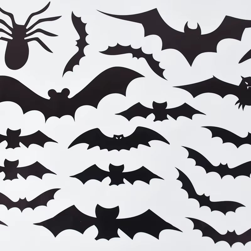 Halloween Witch Window Glass Stickers Horror Black Cat Spider Bat Wall Decal Happy Halloween Party Home Wall Decor Prop - FLUFFI