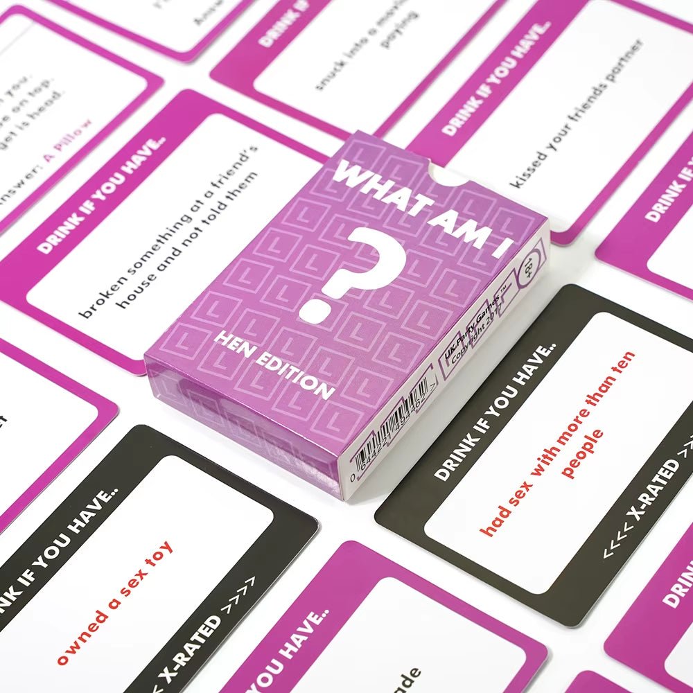 Hen Night Party Games - WHAT AM I ? / DRINK IF YOU HAVE Card Game Drunk Card Game 2 Games - FLUFFI