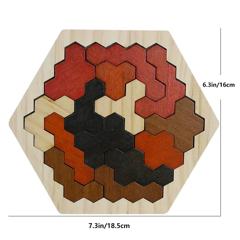 Hexagon Puzzle| Block Tangram | Brain Teaser | Geometry Logic IQ Game - FLUFFI