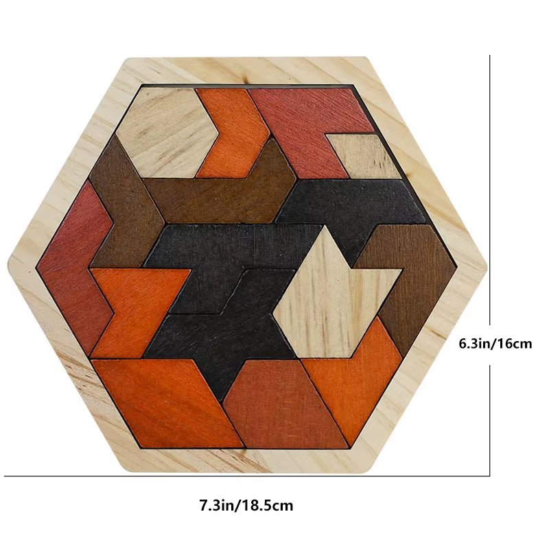 Hexagon Puzzle| Block Tangram | Brain Teaser | Geometry Logic IQ Game - FLUFFI