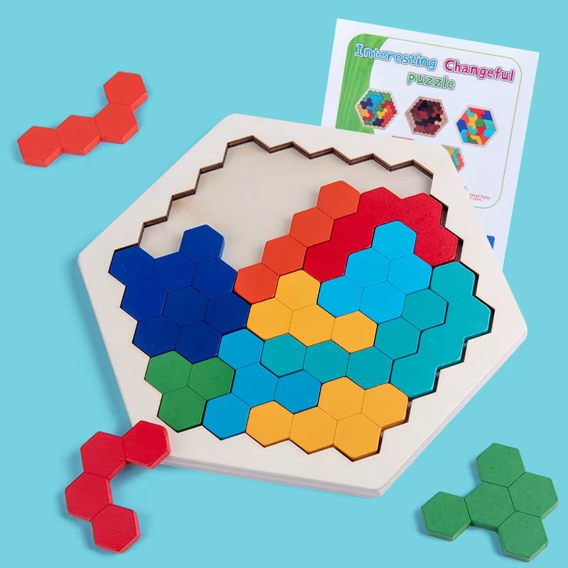 Hexagon Puzzle| Block Tangram | Brain Teaser | Geometry Logic IQ Game - FLUFFI