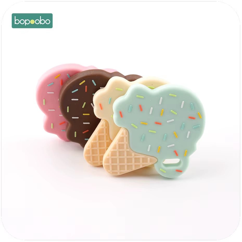 Ice Cream Lovely Silicone Teether Baby Toys Teething Chewable BPA Free Pendant for Nursing Necklace Baby Teether - FLUFFI