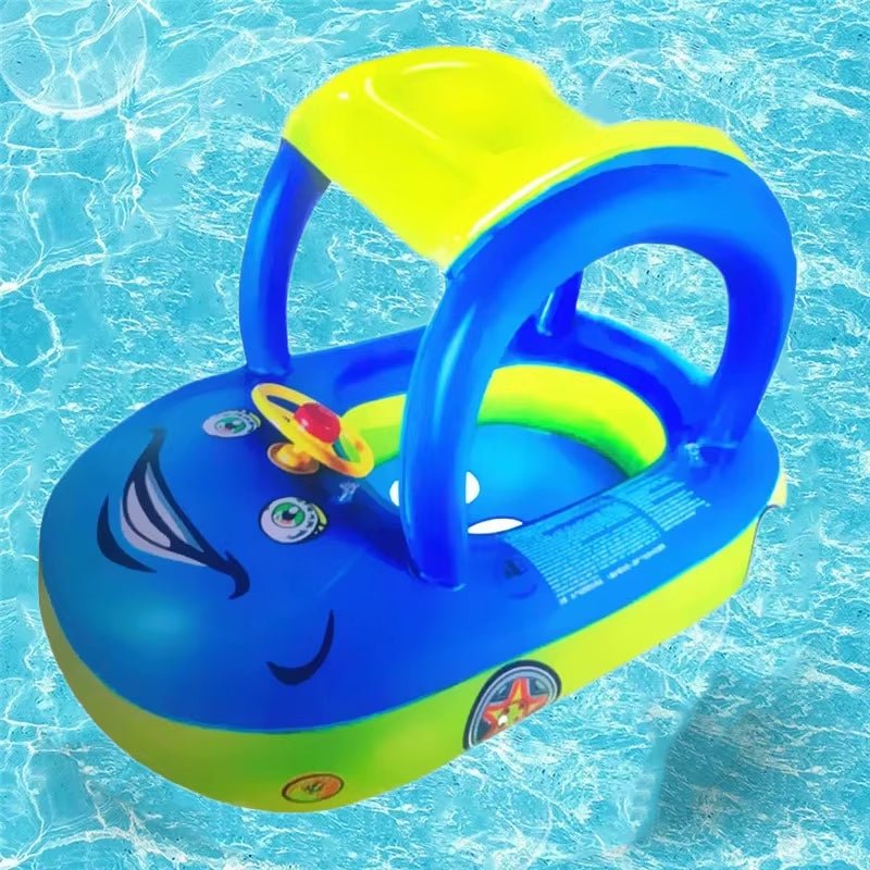 Inflatable Baby Toys Swim Ring Floating Seat Outdoor Swimming Pool Sun Shade Toddler Swim Circle Beach Water Toys for Children - FLUFFI