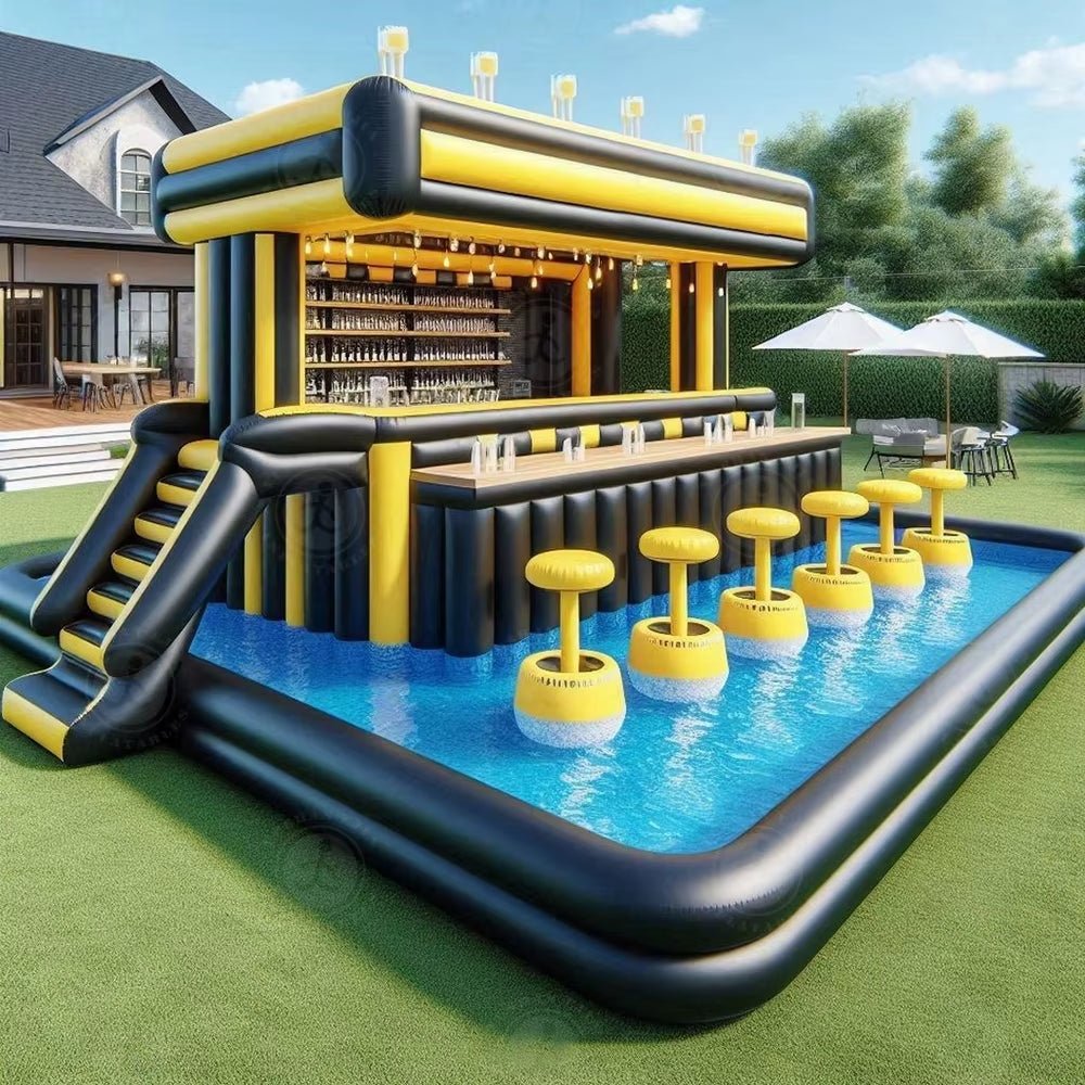 Inflatable Mobile Pool Bar Portable Bar Inflatable Poolside Relaxation Accessories with Inflatable Rental - FLUFFI