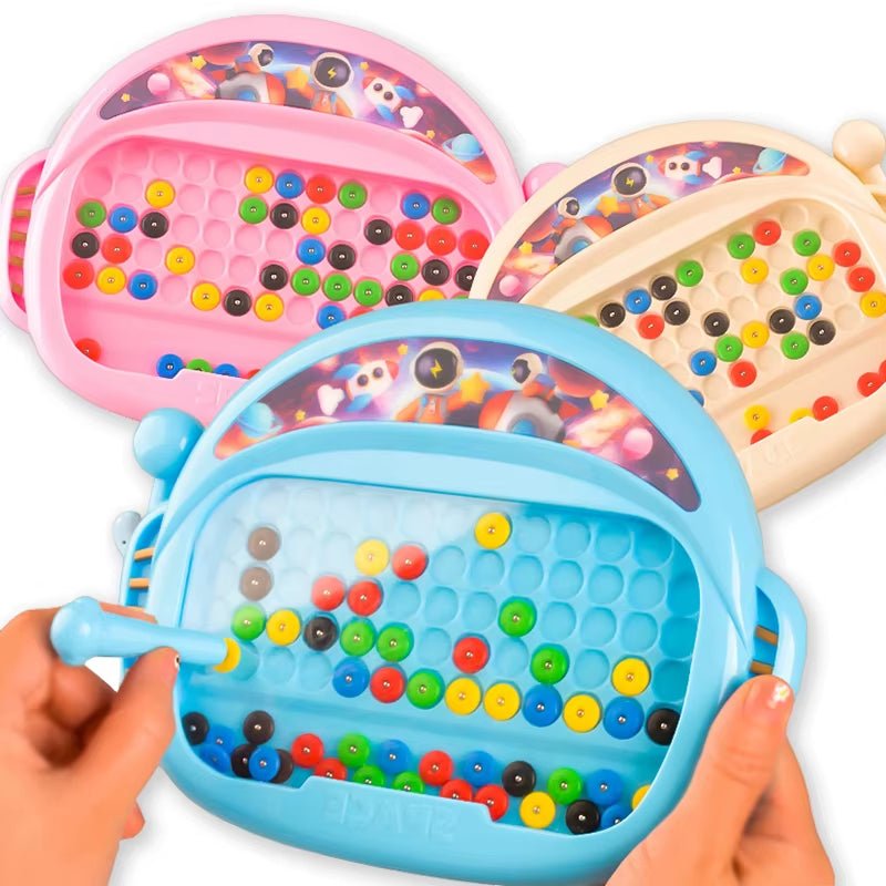 Kids Magnetic Beads Doodle Board Drawing Toys Puzzle Pen Control Focus Training Creative Thinking Game Montessori Education Toys - FLUFFI