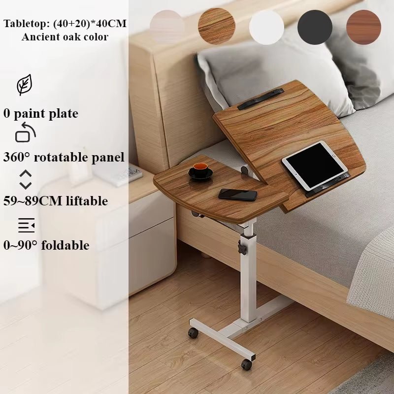 Laptop Desk with Drawer 360° Rotating Plate Double Anti - Slip Strips Height Adjustable Foldable Portable Bed Table for Students - FLUFFI
