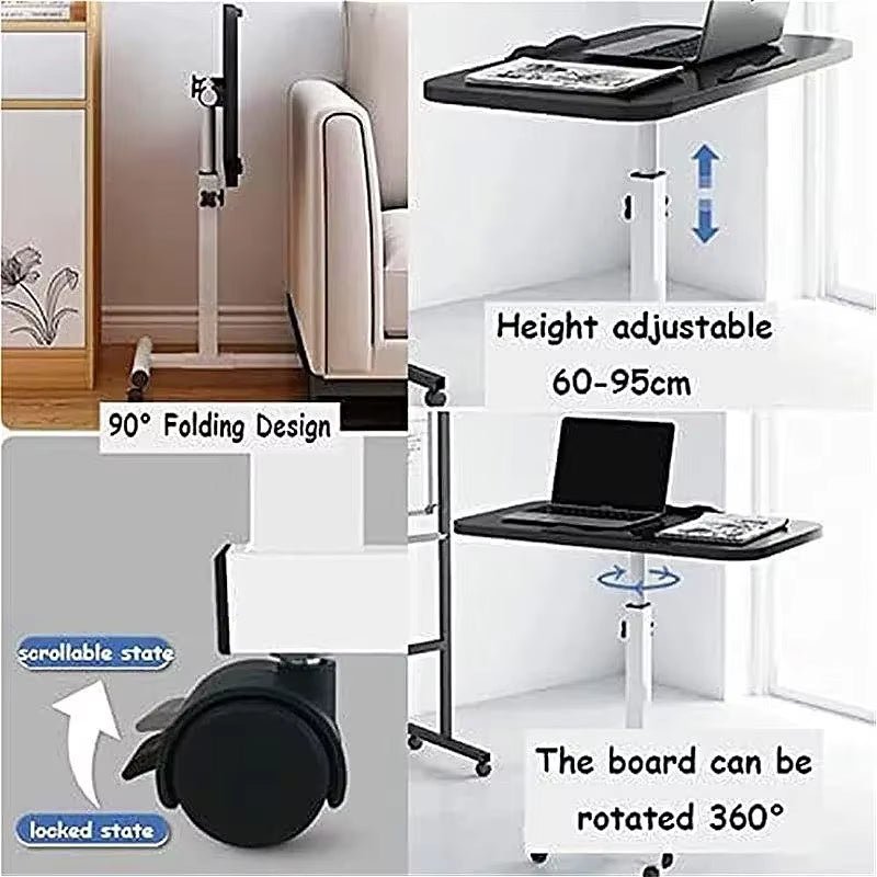 Laptop Desk with Drawer 360° Rotating Plate Double Anti - Slip Strips Height Adjustable Foldable Portable Bed Table for Students - FLUFFI
