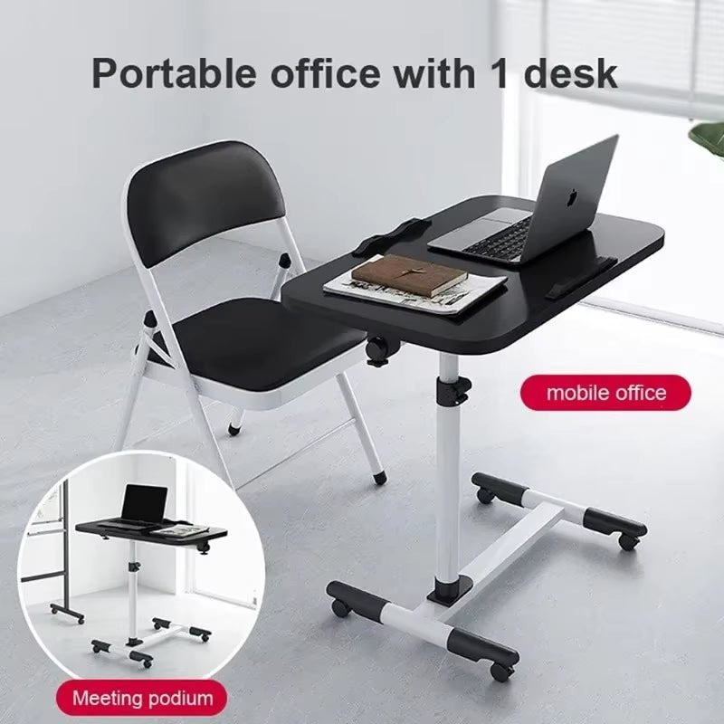 Laptop Desk with Drawer 360° Rotating Plate Double Anti - Slip Strips Height Adjustable Foldable Portable Bed Table for Students - FLUFFI