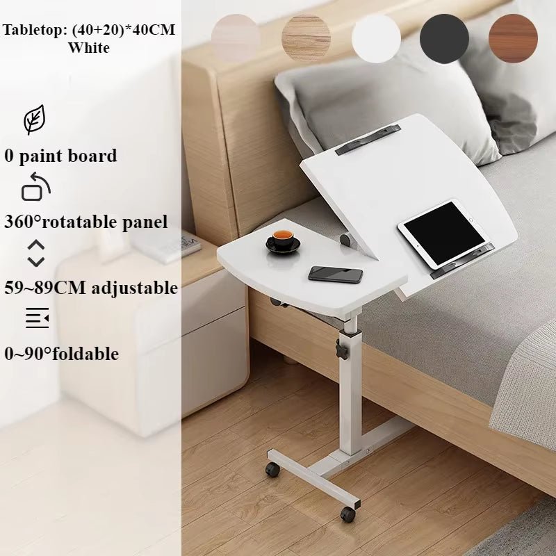 Laptop Desk with Drawer 360° Rotating Plate Double Anti - Slip Strips Height Adjustable Foldable Portable Bed Table for Students - FLUFFI