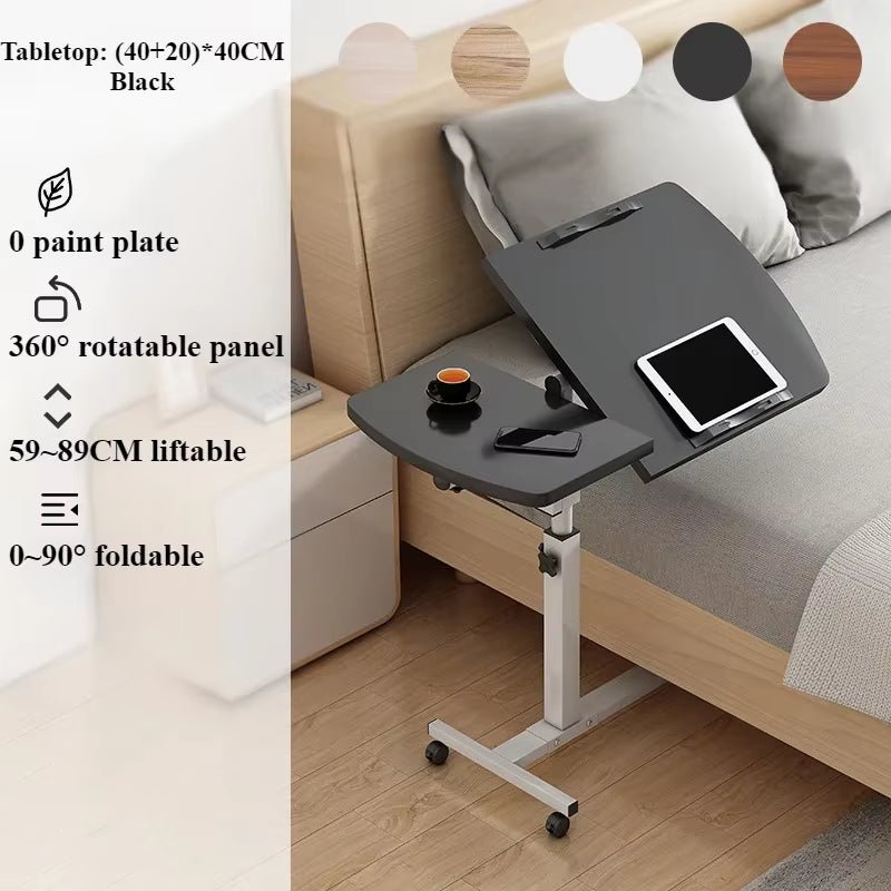 Laptop Desk with Drawer 360° Rotating Plate Double Anti - Slip Strips Height Adjustable Foldable Portable Bed Table for Students - FLUFFI