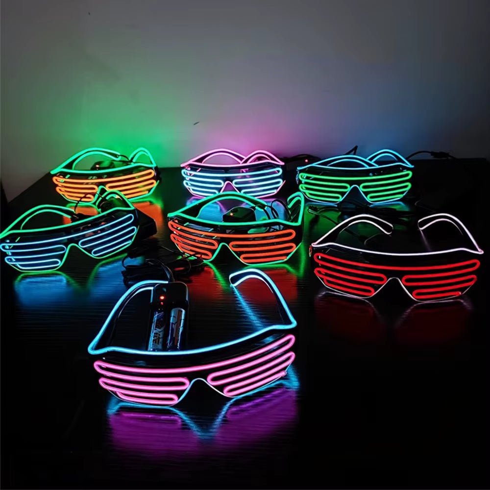 LED Luminous Glasses Halloween Glowing Neon Christmas Party Bril Flashing Light Glow Sunglasses Glass Festival Supplies Costumes - FLUFFI