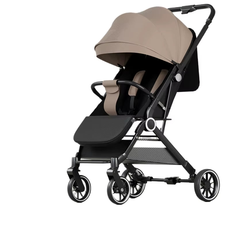 Lightweight Baby Stroller with Large Canopy Double Brake Travel Stroller for Airplane One - Hand Folding Stroller Sit and Lying - FLUFFI