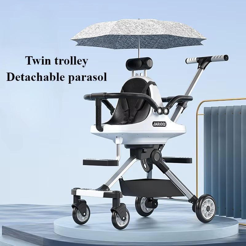 Lightweight Double Stroller with Canopy for Infants & Toddlers Travel Twin Umbrella Stroller Compact Easy Fold Aluminum Frame - FLUFFI
