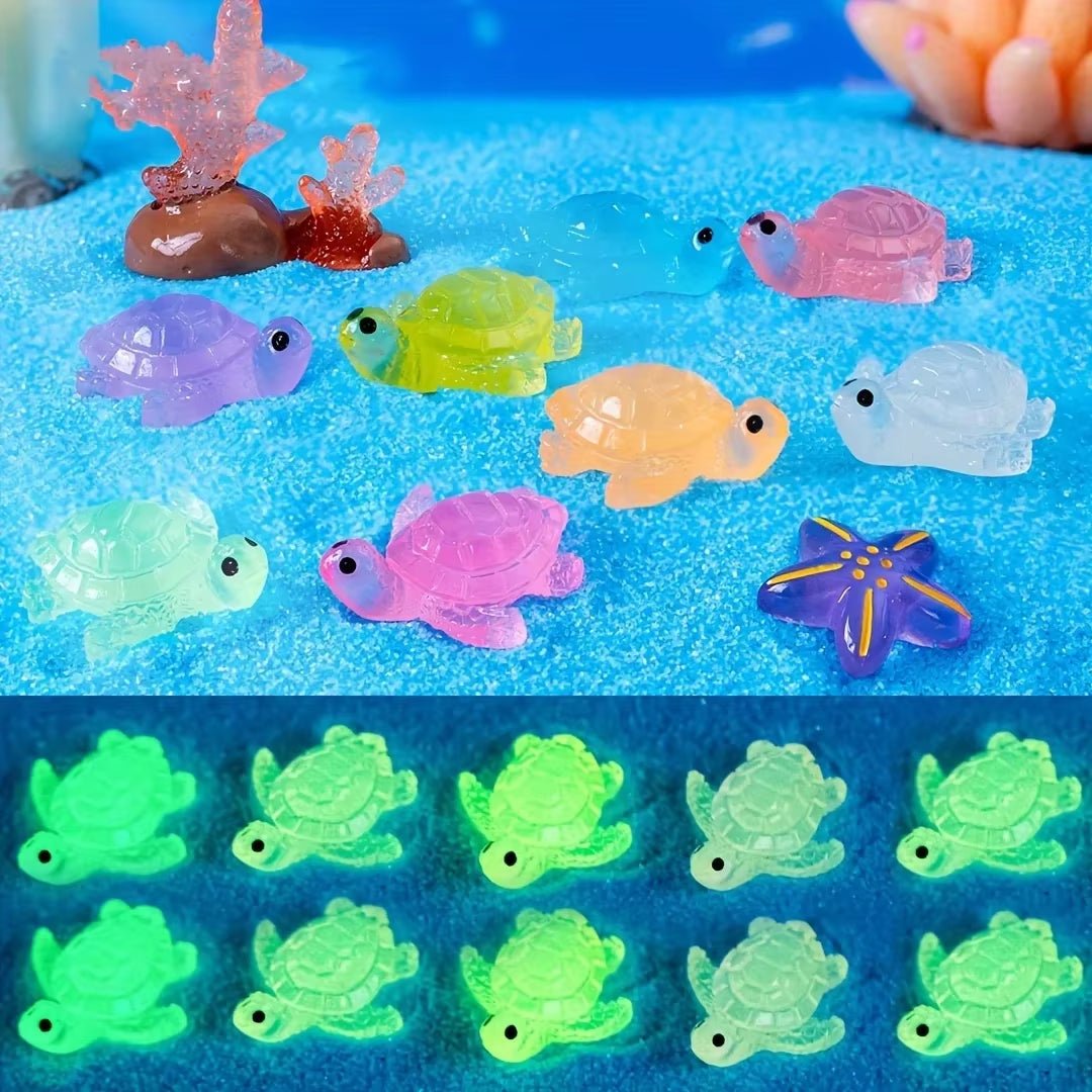 Luminous Small Turtle Ornaments Micro Landscape Ornament DIY Resin Craft Color Mixed - FLUFFI