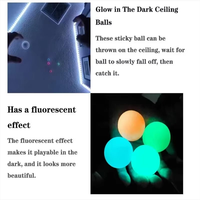 Luminous Sticky Ball | Glow in the Dark Ball | Throwing Target Ball - FLUFFI