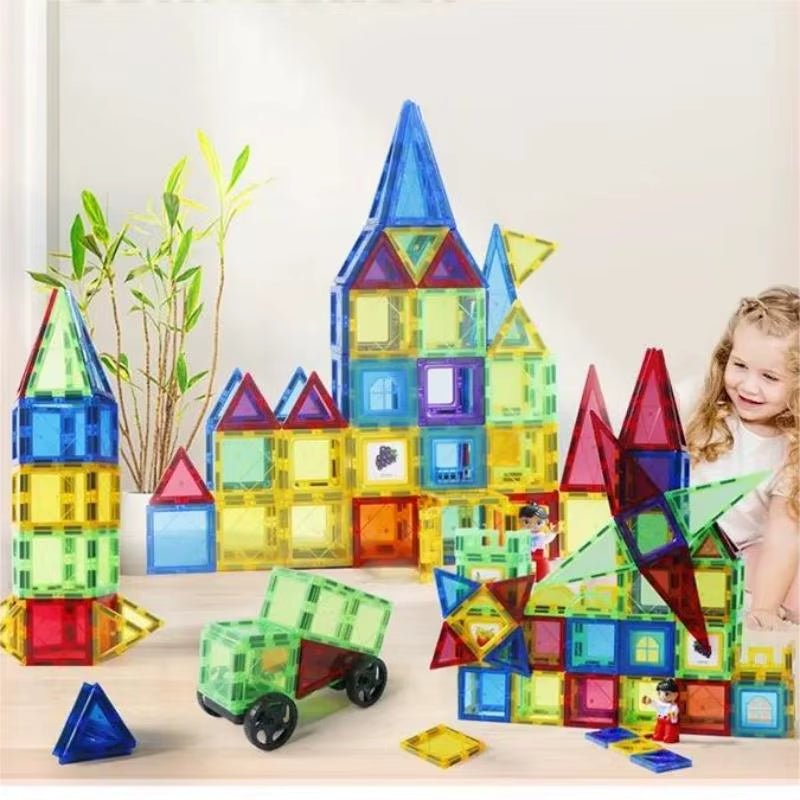 Magnetic Building Blocks | Construction Set | Magnet Block Tiles - FLUFFI