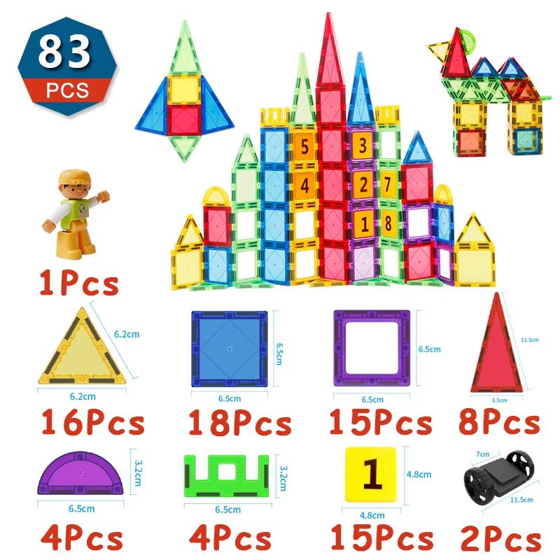 Magnetic Building Blocks | Construction Set | Magnet Block Tiles - FLUFFI