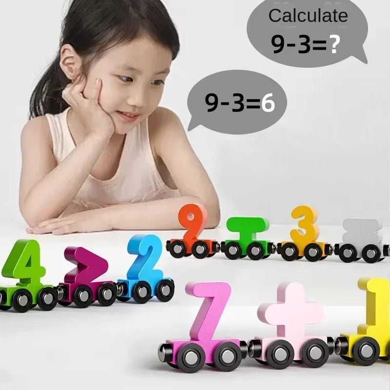 Magnetic Number Train Set Colorful Cognition Wooden Toy Learning Car Montessori Children'S Digital Learning Educational Toys - FLUFFI