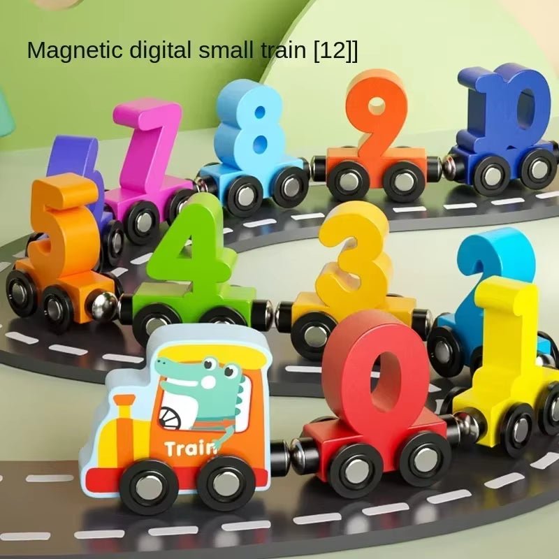 Magnetic Number Train Set Colorful Cognition Wooden Toy Learning Car Montessori Children'S Digital Learning Educational Toys - FLUFFI