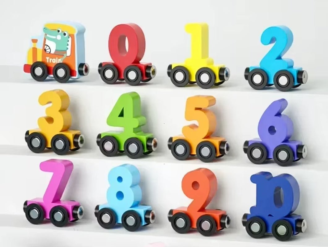 Magnetic Number Train Set Colorful Cognition Wooden Toy Learning Car Montessori Children'S Digital Learning Educational Toys - FLUFFI