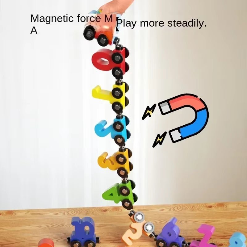 Magnetic Number Train Set Colorful Cognition Wooden Toy Learning Car Montessori Children'S Digital Learning Educational Toys - FLUFFI