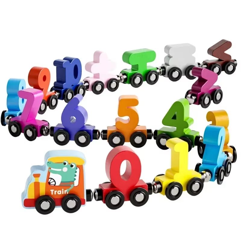 Magnetic Number Train Set Colorful Cognition Wooden Toy Learning Car Montessori Children'S Digital Learning Educational Toys - FLUFFI