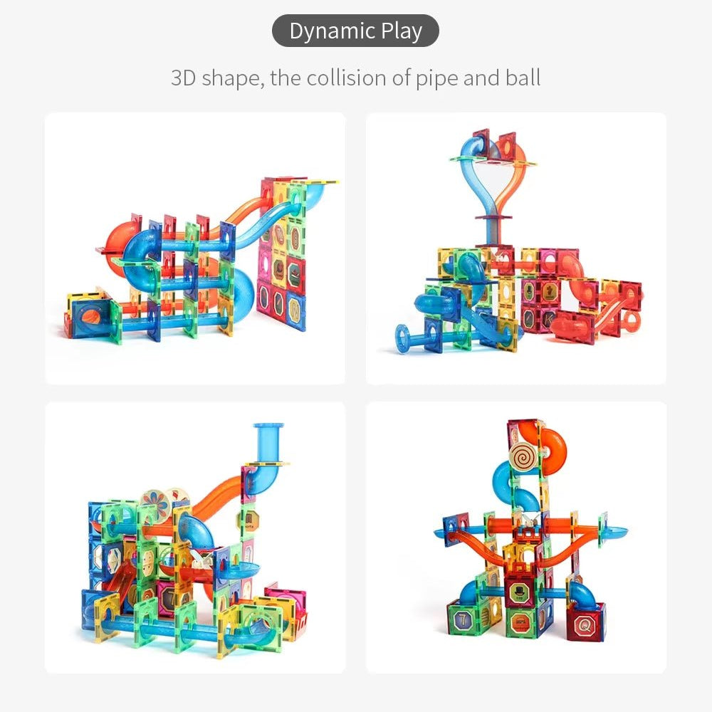 Marble Run Race Track | Assembly Toys | Magnetic Ball Pipe - FLUFFI