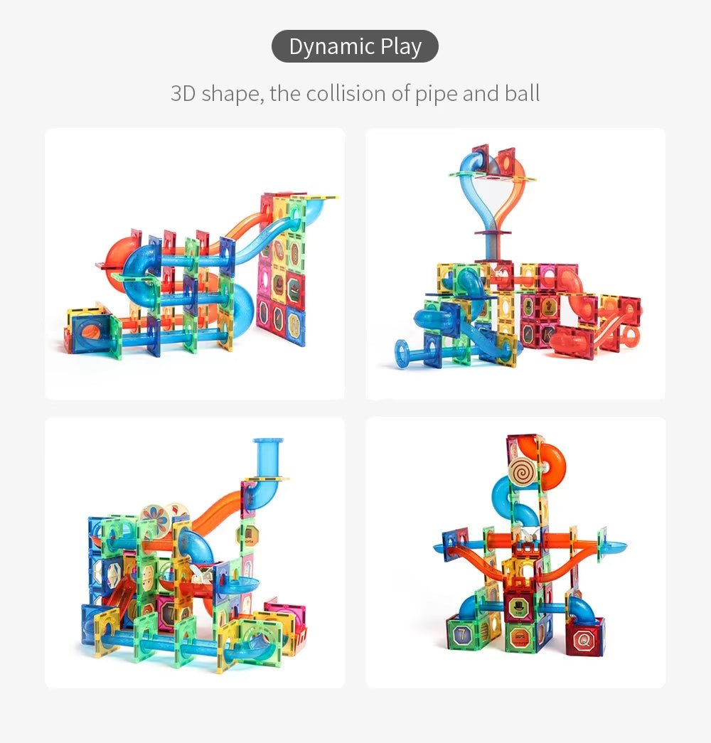 Marble Run Race Track | Assembly Toys | Magnetic Ball Pipe - FLUFFI