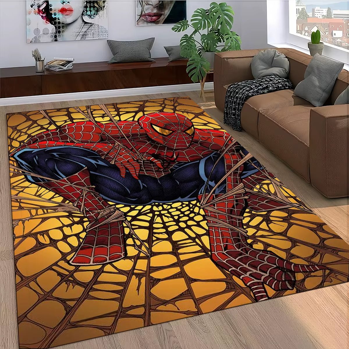 Marvel Superhero Series Spider Man Cartoon Carpet Rug for Bedroom Living Room Home Sofa Decoration,Kid Decor Floor Mat - FLUFFI