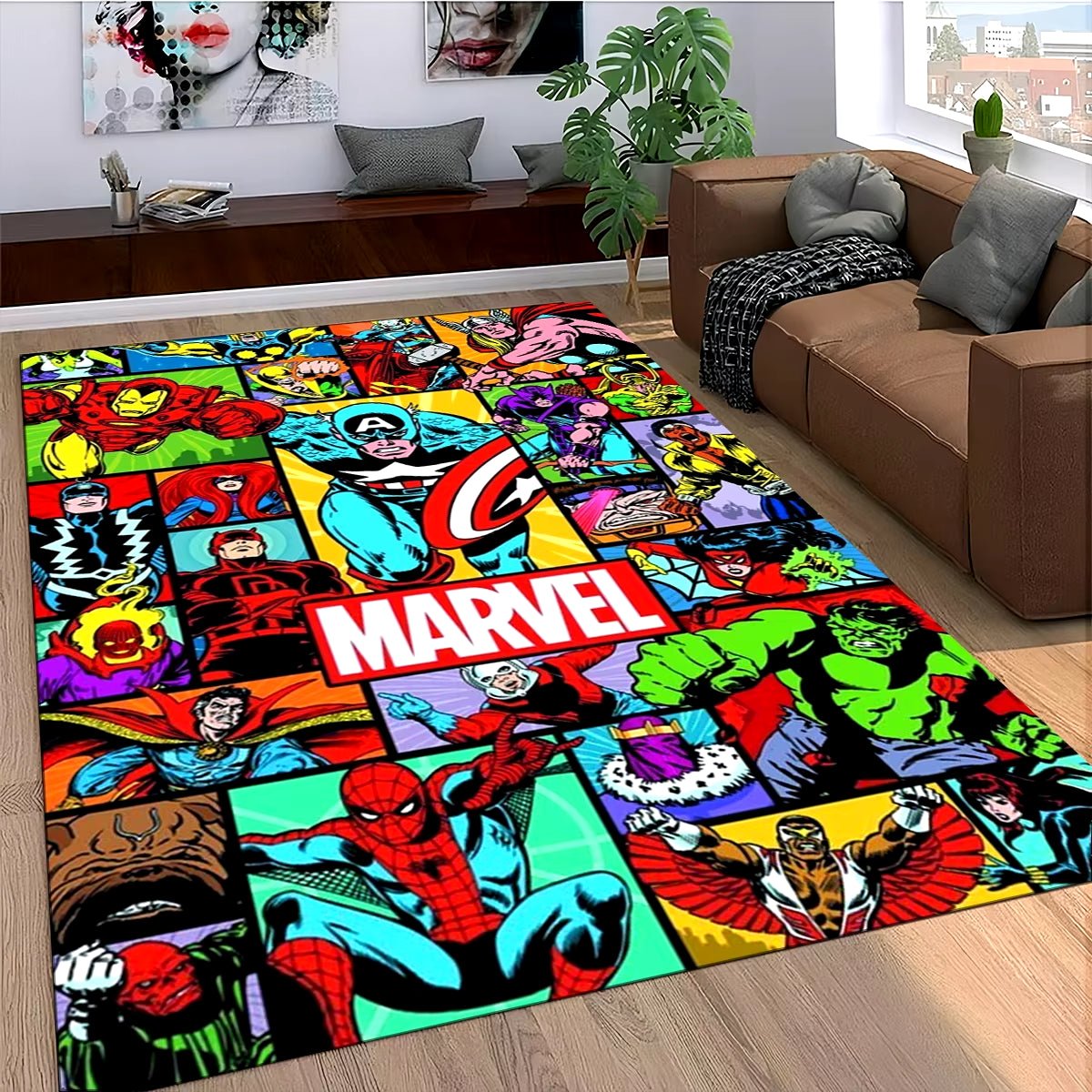 Marvel Superhero Series Spider Man Cartoon Carpet Rug for Bedroom Living Room Home Sofa Decoration,Kid Decor Floor Mat - FLUFFI