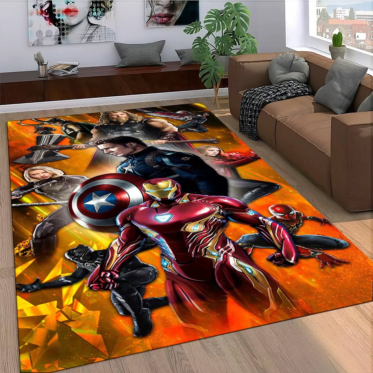 Marvel Superhero Series Spider Man Cartoon Carpet Rug for Bedroom Living Room Home Sofa Decoration,Kid Decor Floor Mat - FLUFFI