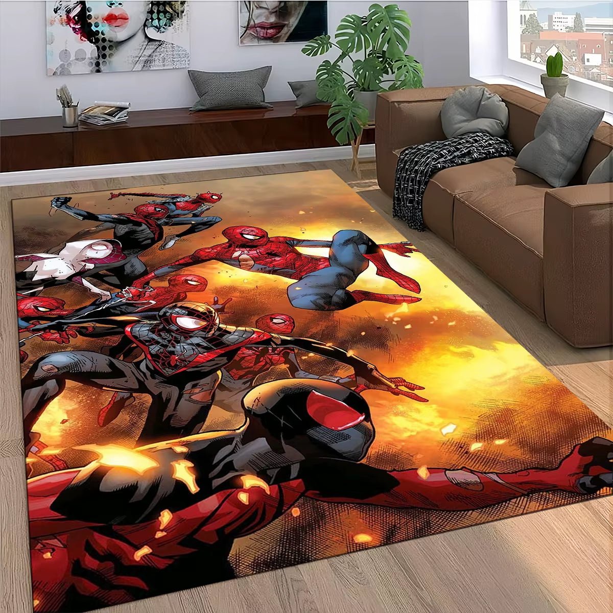 Marvel Superhero Series Spider Man Cartoon Carpet Rug for Bedroom Living Room Home Sofa Decoration,Kid Decor Floor Mat - FLUFFI