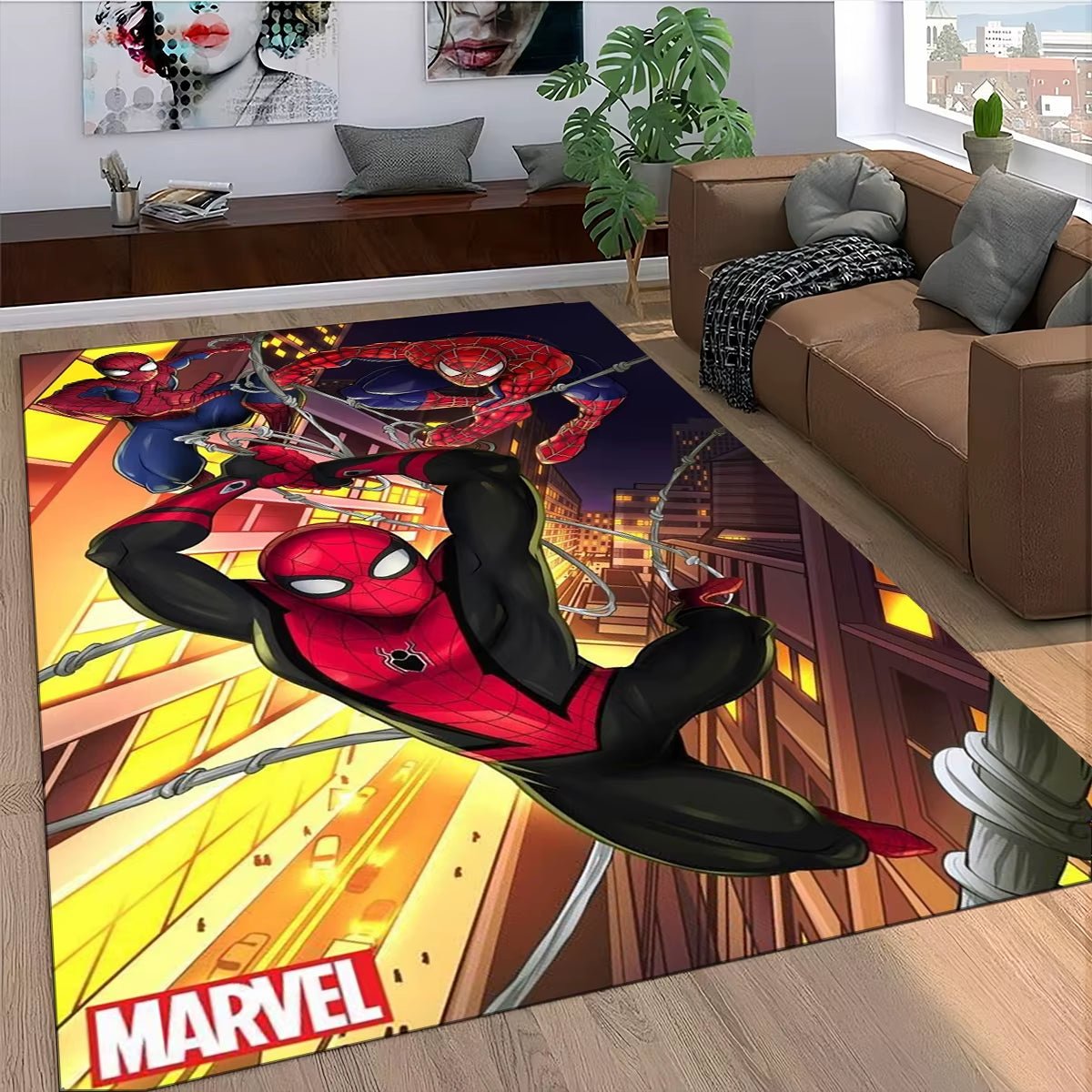 Marvel Superhero Series Spider Man Cartoon Carpet Rug for Bedroom Living Room Home Sofa Decoration,Kid Decor Floor Mat - FLUFFI