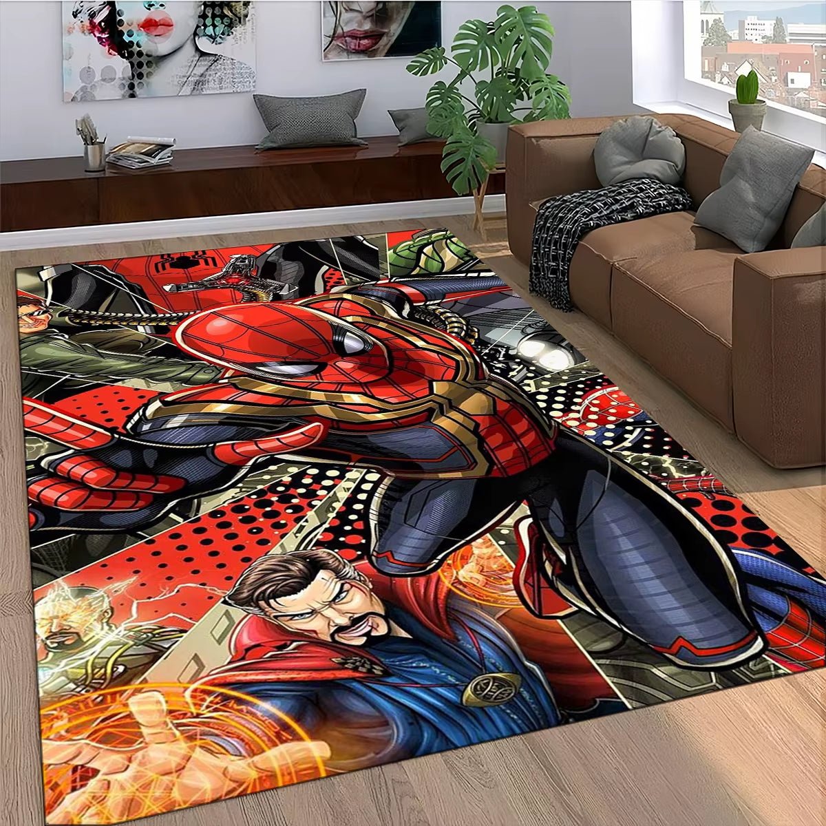 Marvel Superhero Series Spider Man Cartoon Carpet Rug for Bedroom Living Room Home Sofa Decoration,Kid Decor Floor Mat - FLUFFI