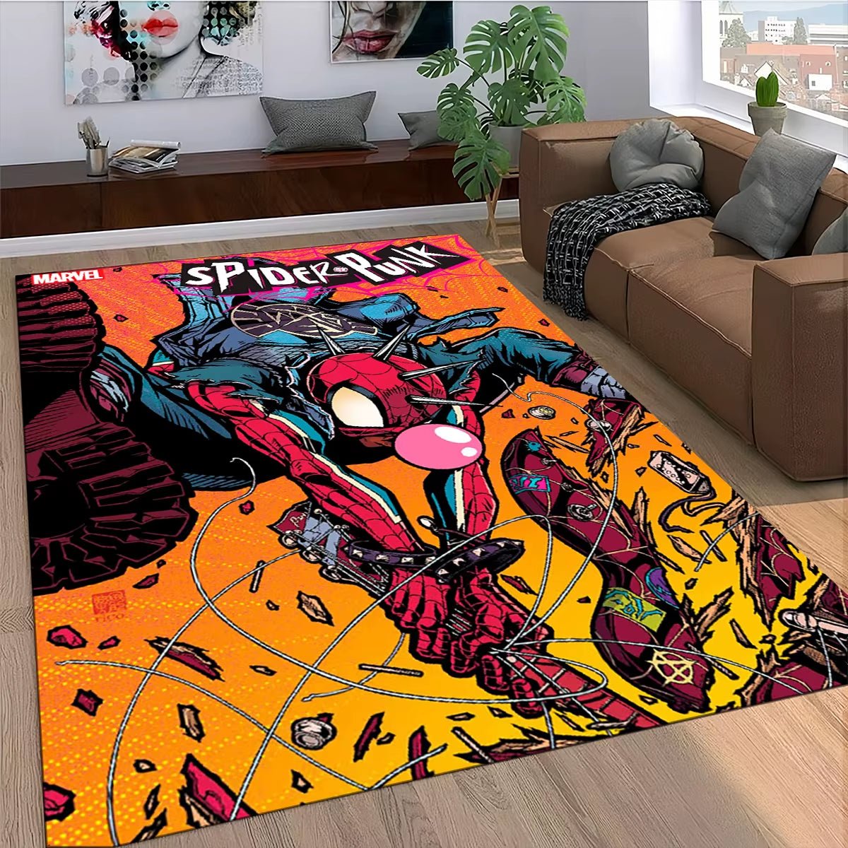 Marvel Superhero Series Spider Man Cartoon Carpet Rug for Bedroom Living Room Home Sofa Decoration,Kid Decor Floor Mat - FLUFFI