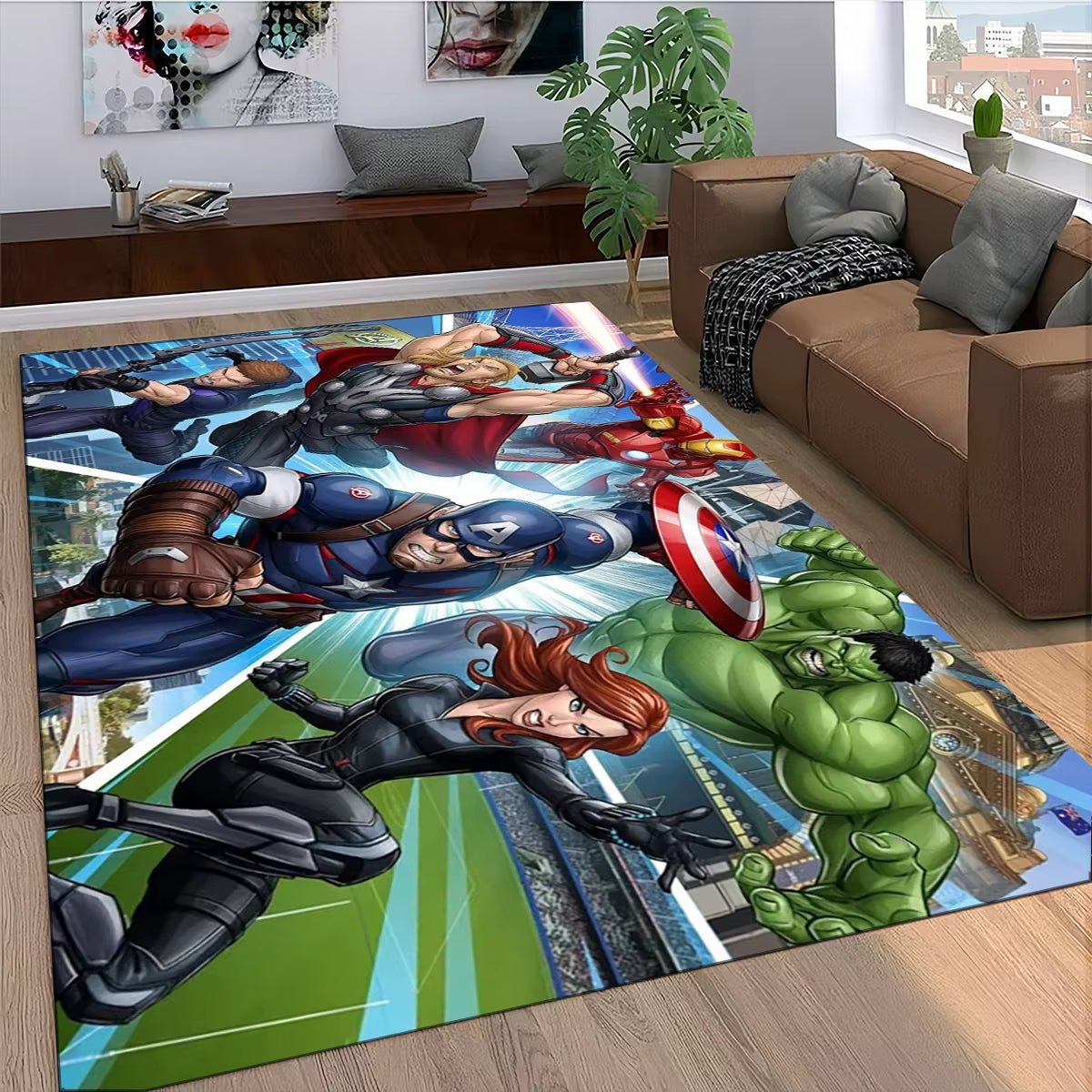 Marvel Superhero Series Spider Man Cartoon Carpet Rug for Bedroom Living Room Home Sofa Decoration,Kid Decor Floor Mat - FLUFFI
